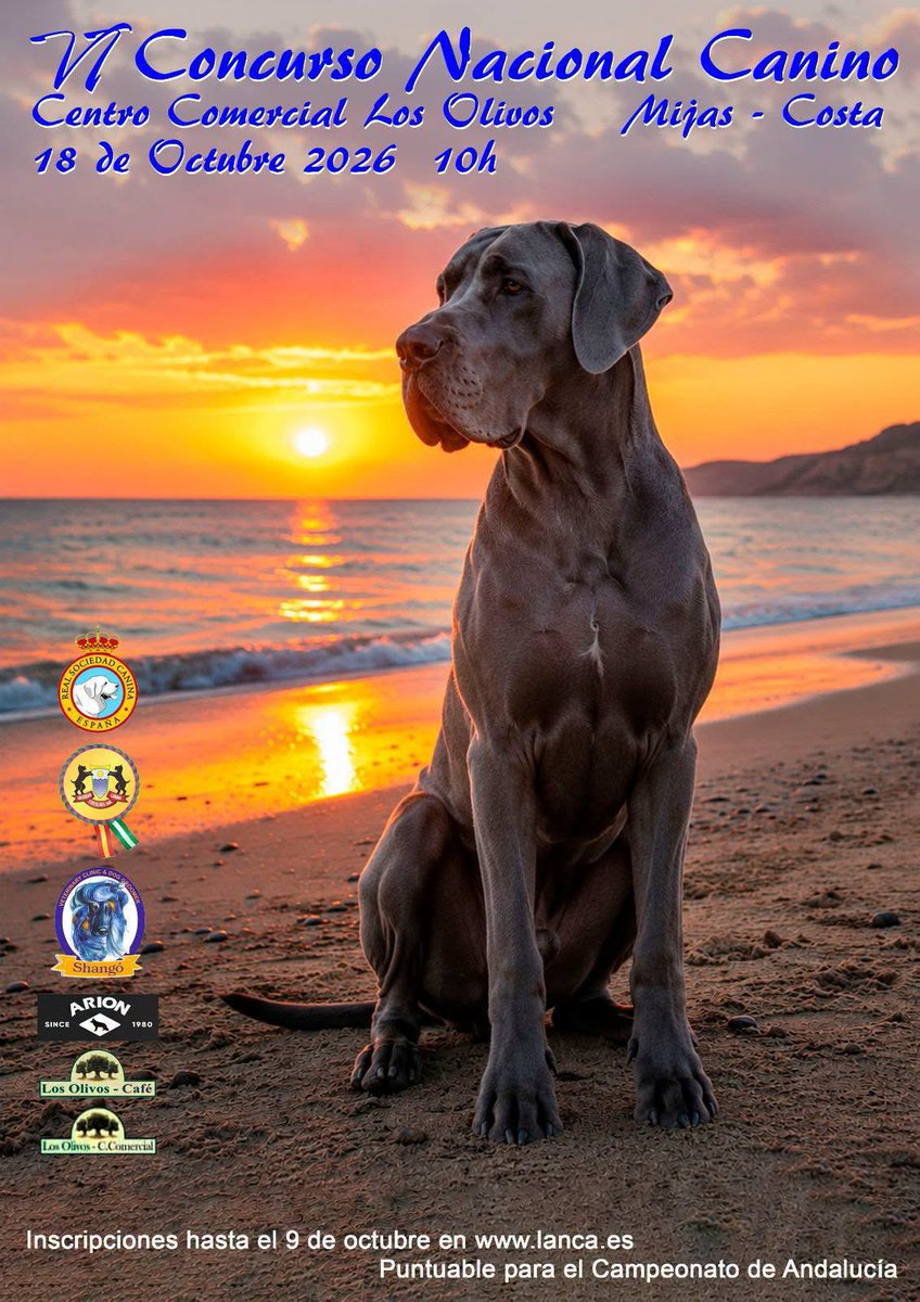 SocCaninaCSol's tweet photo. Socios , expositores , criadores y aficionados al mundo del perro, se aproxima la fecha de cierre para el Concurso Nacional Canino , Centro Comercial Los Olivos en Cala de Mijas , Málaga .Comenzamos la temporada de otoño con este concurso. #calademijas #exposicionescaninas https://t.co/7Dv3WX8tJF