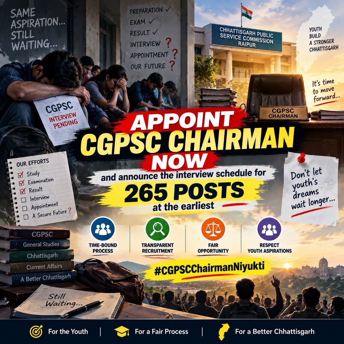 SSS342386108's tweet photo. माननीय मुख्यमंत्री जी से विनम्र अनुरोध है कि छत्तीसगढ़ लोक सेवा आयोग के अध्यक्ष पद पर अतिशीघ्र नियुक्ति कर साक्षात्का�� पूर्ण कराने की कृपा करें ।
@ChhattisgarhCMO

@vishnudsai

@IBC24News

@bhilaitimes

@OPChoudhary_Ind

@NitinNabin

@narendramodi https://t.co/v6RU6BL516
