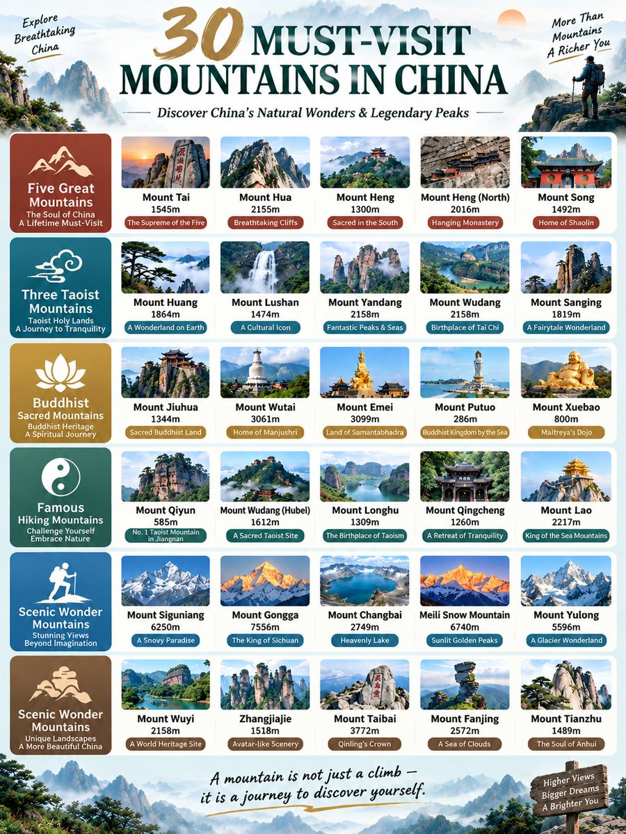 chinacurate's tweet photo. 30 Must-Visit Mountains in China | China Nature Travel Guide.#ChinaTravel   #ExploreChina   #PrivateTour   #CustomTour   #FamilyTravel   #TravelWithKids   #LuxuryTravel https://t.co/eBiM9r62bS