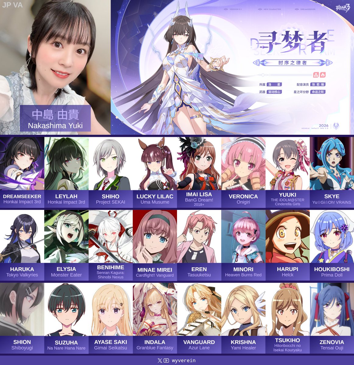 wyverein's tweet photo. Dreamseeker • Herrscher of Time 
JP VA: #中島由貴 (Nakashima Yuki) 

#HonkaiImpact3rd https://t.co/m5Xr5BynjY