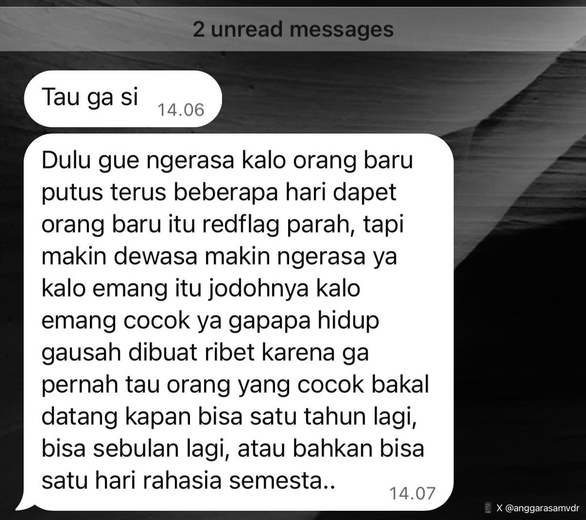 anggarasamvdr's tweet photo. Jujur makin dewasa makin relate sama ini, kalo kalian gimana? https://t.co/Li1qL4OQ7L
