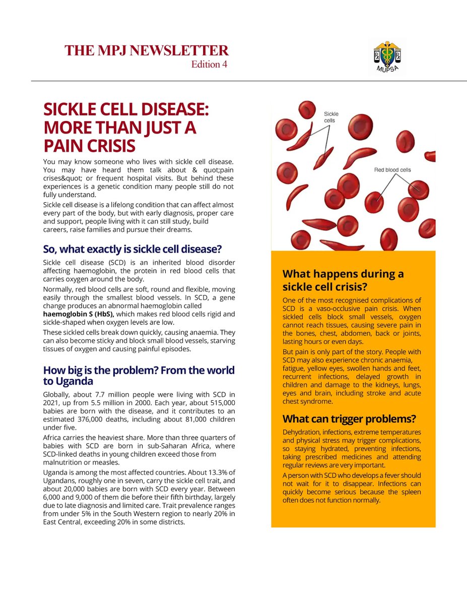 Mupsamak's tweet photo. Beyond the pain crises and hospital visits lies a story most people never hear; the science, the risks, and the humanity behind sickle cell disease. Understand what it really means to live with SCD, and why knowing your genotype could change your future.

#MUPSA

#MPJ https://t.co/JwDZnPMbde