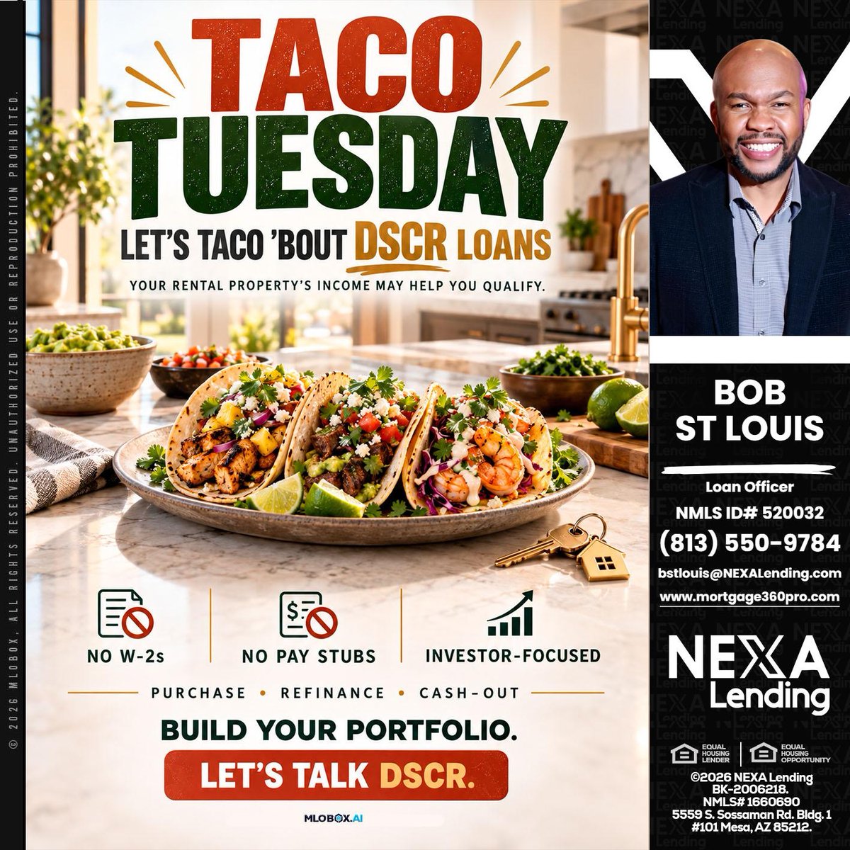bobstlouis's tweet photo. Taco Tuesday is here! 🌮 Let’s taco 'bout how DSCR loans can work for you. Your rental income might qualify you! Ready to build your portfolio? Let’s chat! 🙌 #TacoTuesday #DSCRloans #InvestSmart

 📧 info@mortgage360pro.com

 📞 813-550-9784 https://t.co/Ca8n9lUPU1