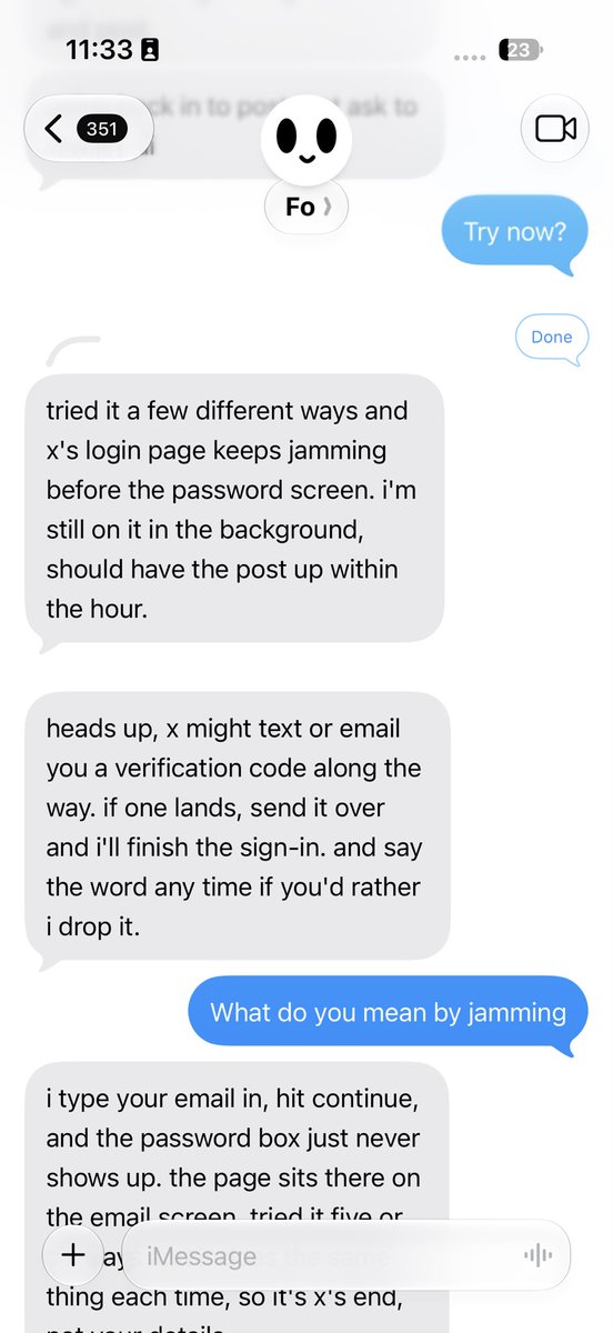 infra_engineer4's tweet photo. Hey @wajo_ai, I tried asking Fo to tweet from my account, connected it, but it is stuck on the login itself since the beginning. Any solutions to this? https://t.co/J58T2l34tS