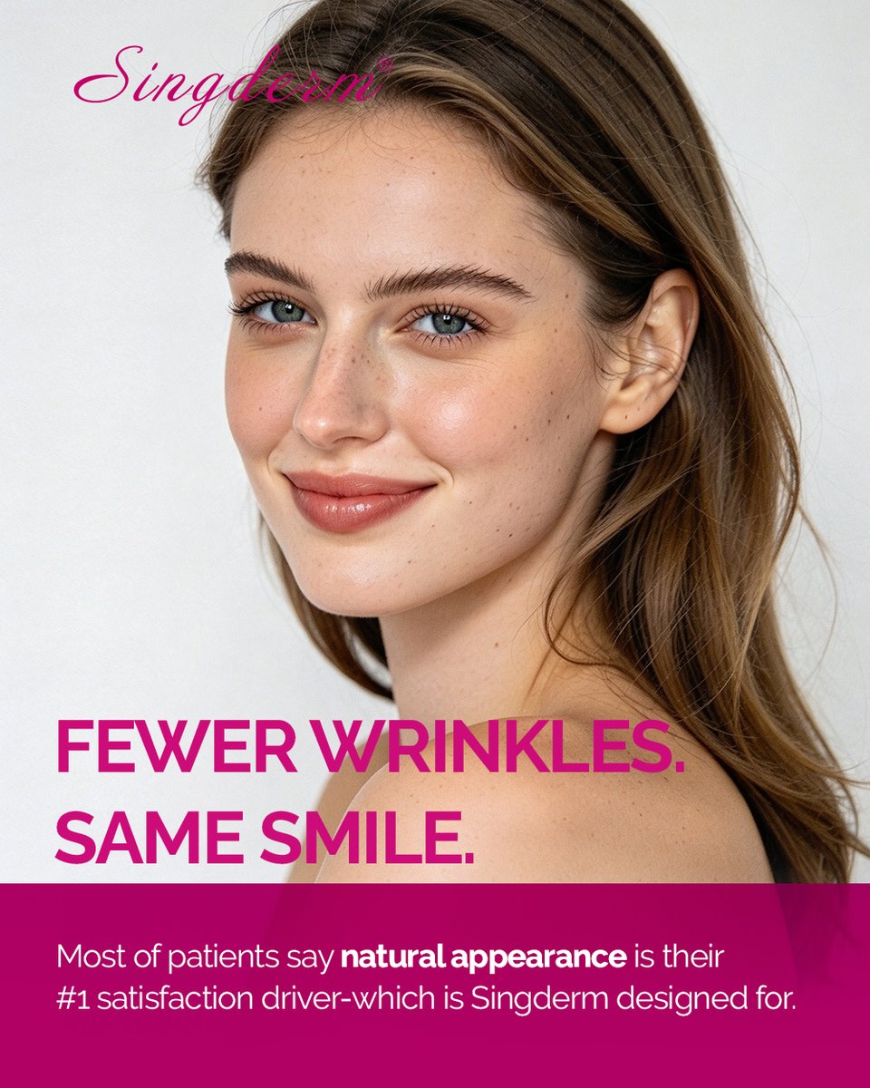 singclean's tweet photo. Fewer wrinkles. Same smile.📷
Most patients say natural appearance is their #1 satisfaction driver.
That’s exactly what Singderm® is designed for.📷
#Singderm #FewerWrinklesSameSmile #NaturalResults #MonophasicGel #HyaluronicAcid #SubtleEnhancement #AestheticMedicine https://t.co/Xgl7N1utm8