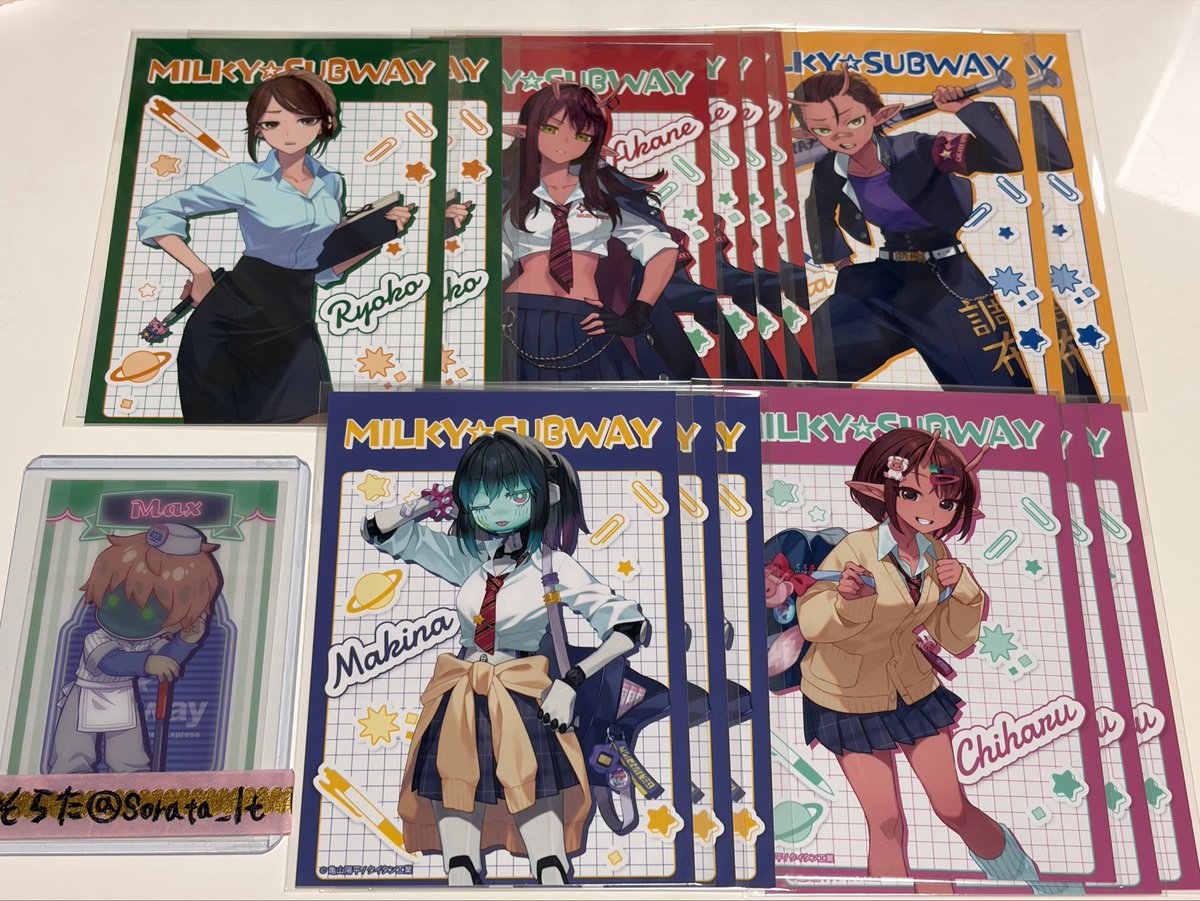 sorata_lt's tweet photo. 【交換】ミルキー☆サブウェイ ミルサブ くじクリフ 缶バッジ 学生証 ブロマイド

譲→画像1.2枚目

求→マックス(D賞＞C賞E賞)
又は定価＋送料

郵送でのお取引。カートは同種交換(D賞)のみで考えております。
ご不快でなければ当方複数提供可能。
お気軽にお声掛けください。 https://t.co/gbmbB46TFD