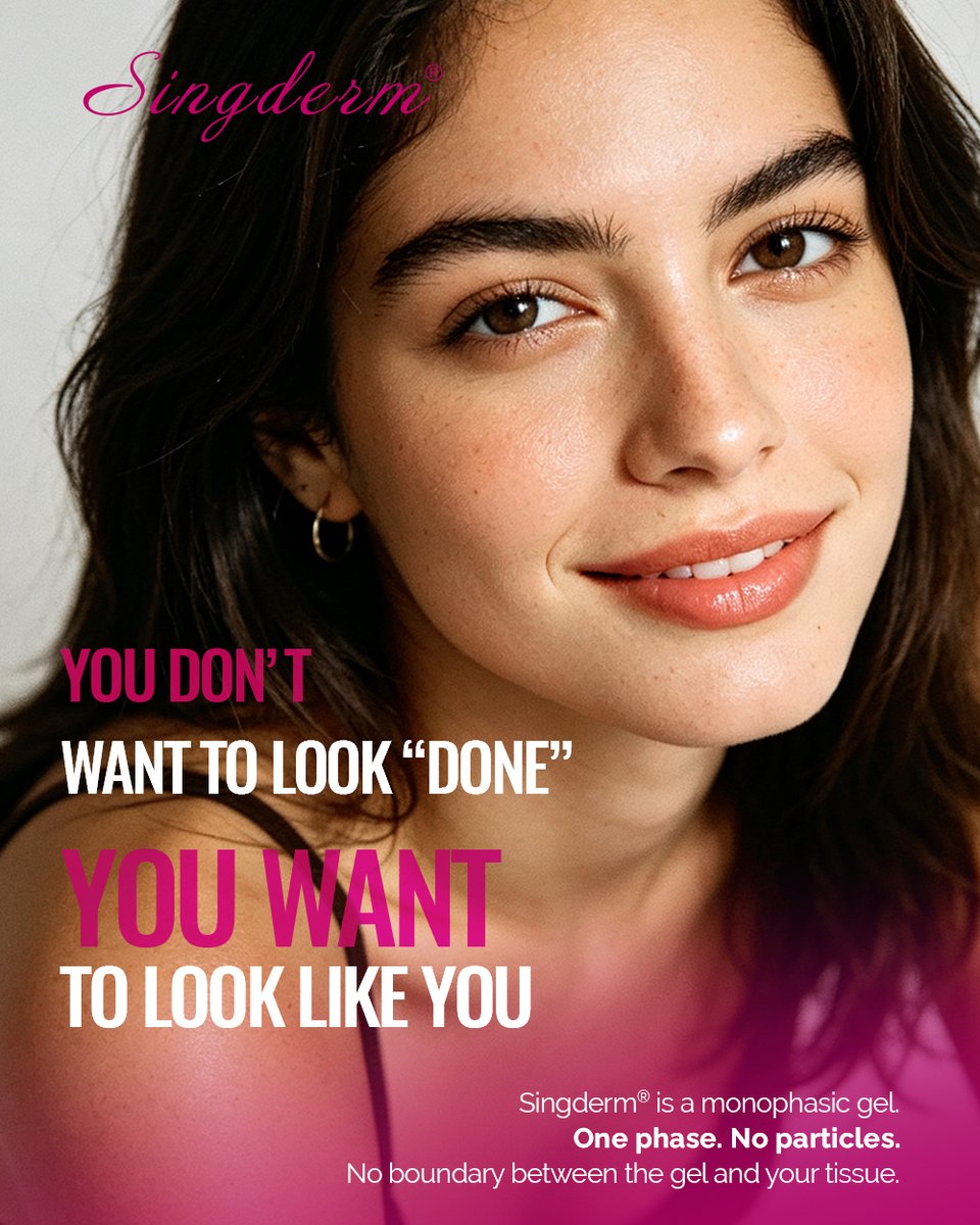 singclean's tweet photo. Undone. Not overdone.
Singderm® is a monophasic gel.
One phase. No particles.
Still you. Just better.
#Singderm #StillYou #NaturalBeauty #MonophasicFiller #AestheticMedicine https://t.co/7EBsgsfmev