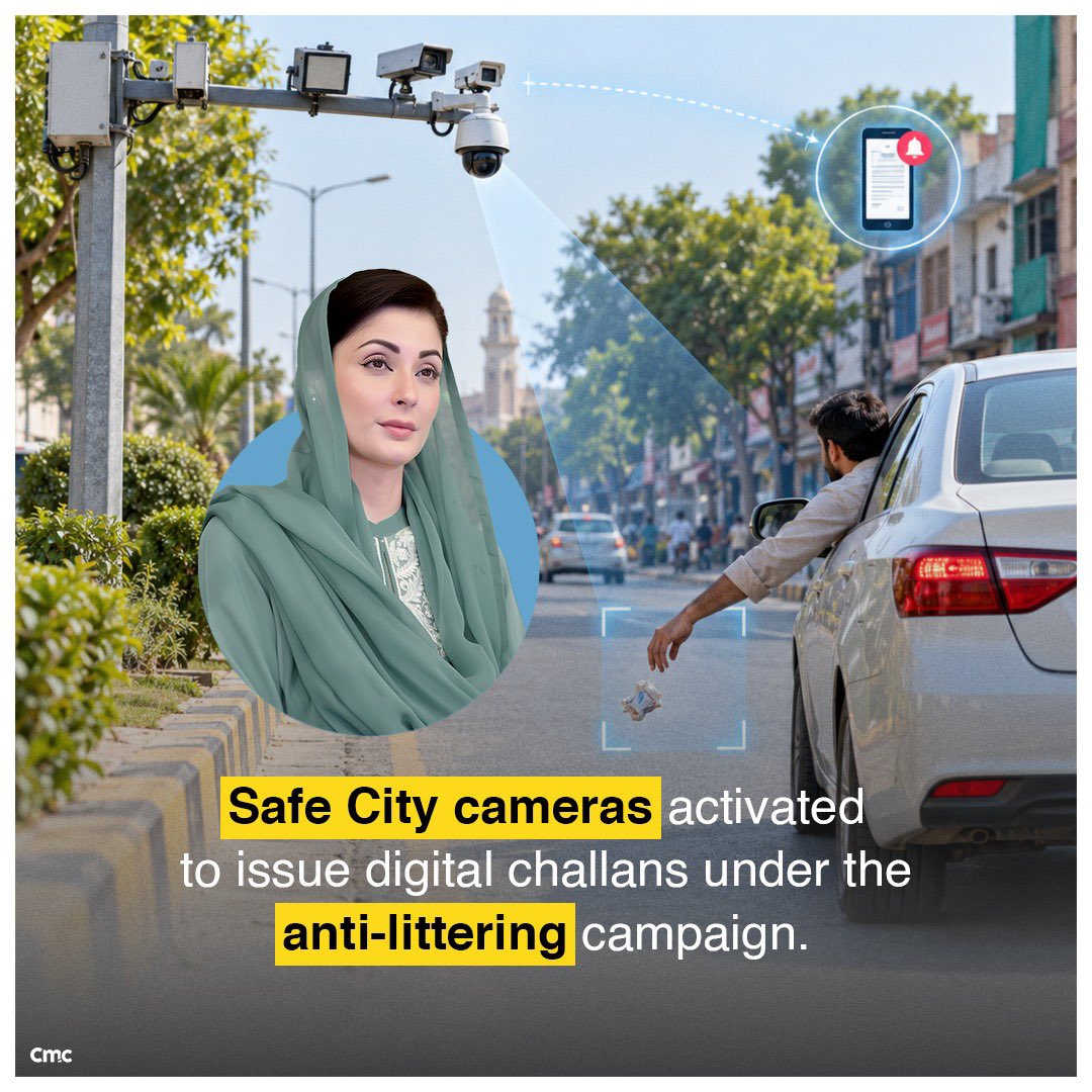 pmln_org's tweet photo. Safe City cameras activated to issue digital challans under the anti-littering campaign. https://t.co/yZMyqtpk6P
