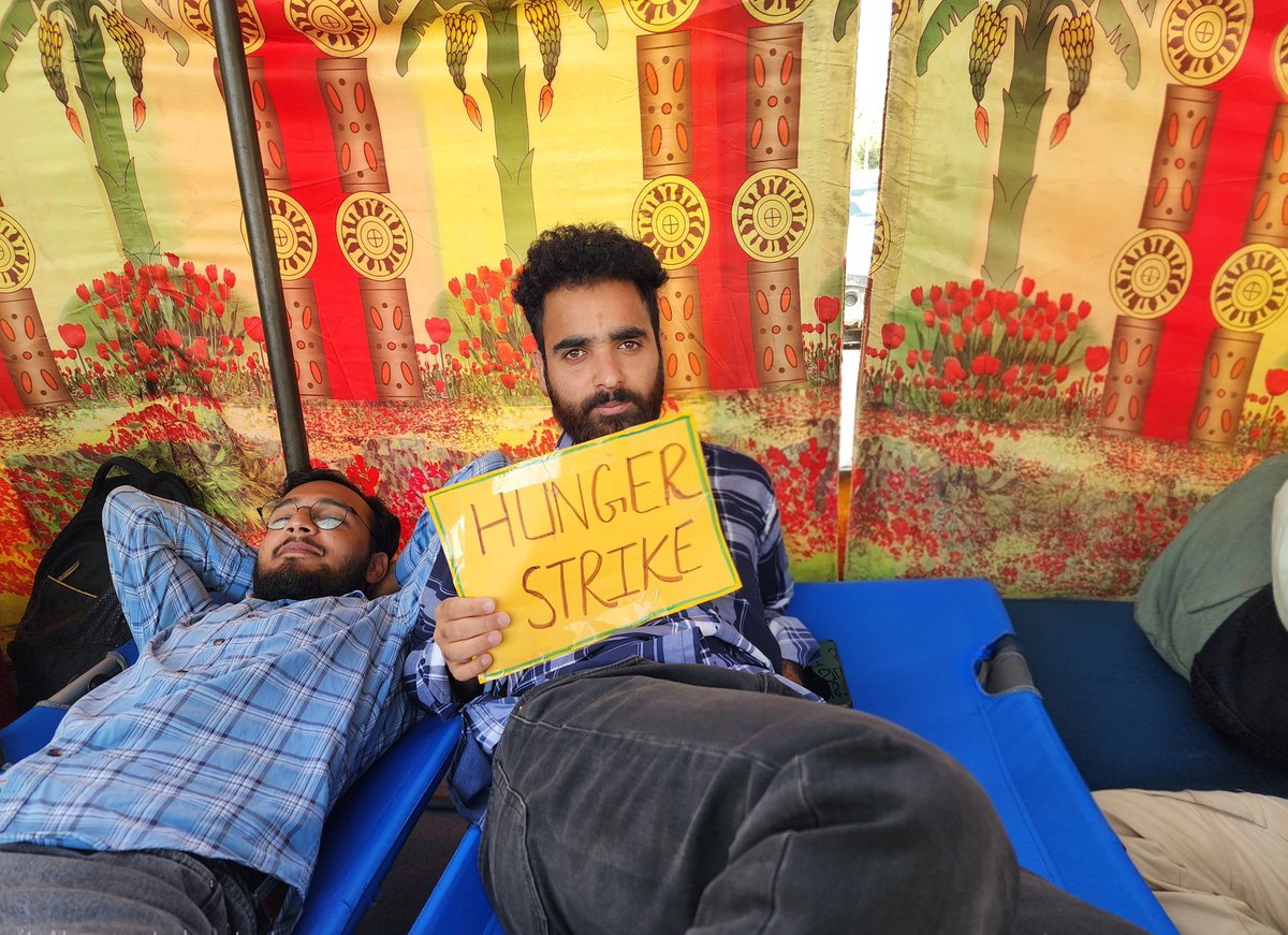 JKFSA_'s tweet photo. DAY 9 OF PROTEST 

Nine days of peaceful protest have brought us to a new phase. Today marks the beginning of the chain hunger strike, as students take a further peaceful step to seek a clear and formal resolution to the issues concerning Forestry education and recruitment.

This decision has not been taken lightly. It reflects the seriousness with which students regard their professional education, their years of preparation, and their aspiration 

The students remain united in their commitment to a peaceful, disciplined and lawful movement and continue to await a formal response from the competent authorities.

@OmarAbdullah @OfficeOfLGJandK @manojsinha @dcganderbal @Gbl_Police  @sakinaitoo @JatinKishore7 @PCCFandHoFF_JK
@nasirsogami @GreaterKashmir @javeddar786 @GulistanNewsTV @PIBSrinagar @KashmirLife @RisingKashmir @ANI @JavedRanaa @Sunil_SharmaBJP @IltijaMufti @parawahid 
#Day9 #ChainHungerStrike  #ForestryStudents #ForesterRecruitment #ForestryHasAPlace