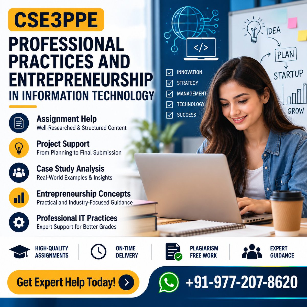 bellajohnson8's tweet photo. CSE3PPE PROFESSIONAL PRACTICES AND ENTREPRENEURSHIP IN INFORMATION TECHNOLOGY
Expert writers with IT & entrepreneurship subject knowledge Need CSE3PPE Assignment Help? Call: +91-977-207-8620 get expert help today!
#CSE3PPE #ProfessionalPractices #Entrepreneurship https://t.co/M7kbeGmhI2