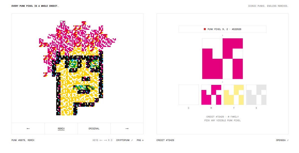 kh64545520's tweet photo. Locked in for the Punks x Credits https://t.co/ftU0iEvBxw Free Mint WL

This 4,444-piece collection turns every pixel of a CryptoPunk into a fully finished 48x48 micro artwork. It is a brilliant generative mosaic where one familiar icon breaks apart into hundreds of unique pieces https://t.co/bCSBYqrIhs