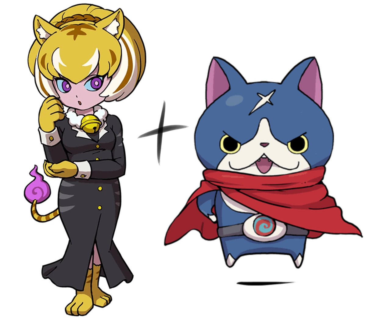 monoxivvy's tweet photo. its my fav kitty plus tte himan cat and then his fav yokai humanoid ... ya .. https://t.co/FqLgHRDh8J