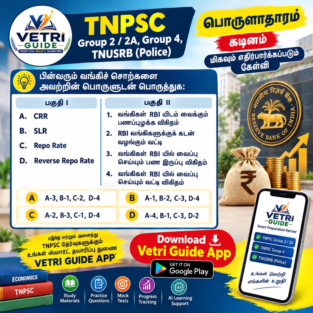 vetriguide's tweet photo. TNPSC பொருளாதாரம் – முக்கிய கேள்வி!

Google Play Store-ல் பதிவிறக்கம் செய்து உங்கள் வெற்றிப் பயணத்தை தொடங்குங்கள்!
https://t.co/rUJOEl3CGD
https://t.co/R6KNudKeCS

#VetriGuide #VetriGuideApp #TNPSC #TNPSCGroup2 #TNPSCGroup2A #TNPSCGroup4 #TNUSRB #TNUSRBPolice #TNPSCPreparation https://t.co/NnB1g0YV0m