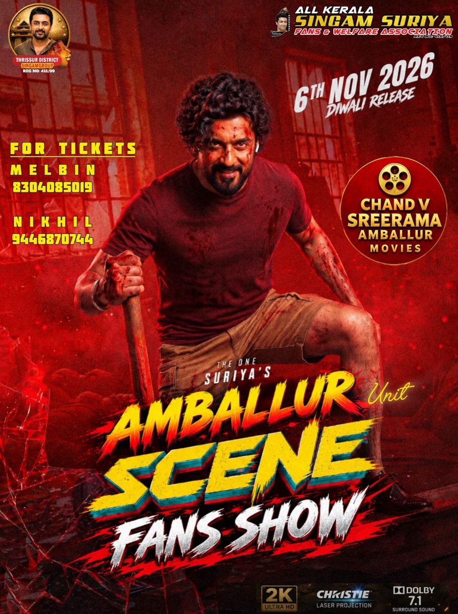 singamgroup8's tweet photo. #SingamGroupAmballur Unit is ready to Welcome DSP Inbaraj 🔥🤟🏻 Grand Celebration on November 6th!
Book your Tickets NOW!
#Scene #Suriya #SuriyaFans
#SingamGroup
@Suriya_offl @rajsekarpandian
@Ravikumartcr @singamgroup8 https://t.co/a91nhVCRRc