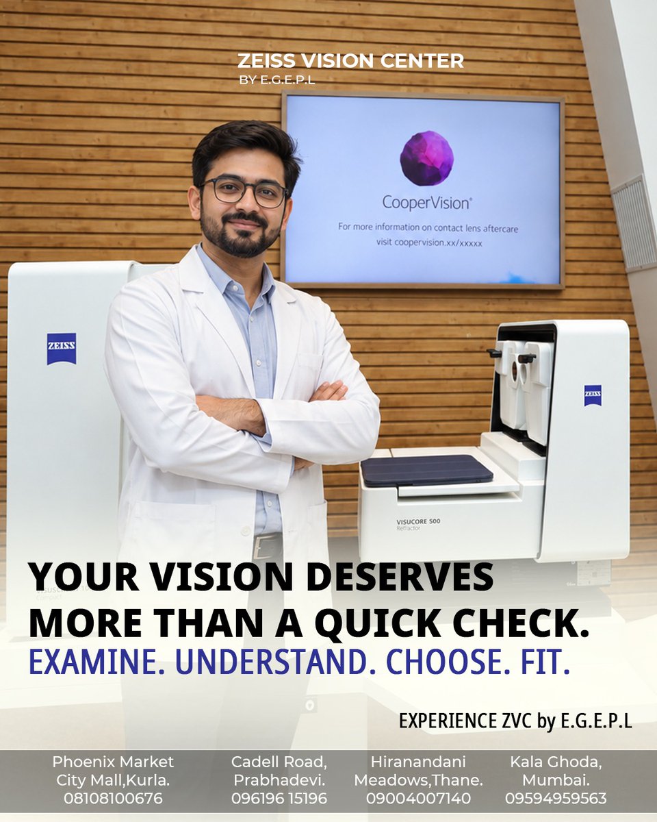 ZEISSVCbyEGPL's tweet photo. At ZEISS Vision Center by E.G.E.P.L., advanced technology and professional expertise come together to make every eye examination thorough, accurate and comfortable.
Visit your nearest ZEISS Vision Center today.
#ZEISSVisionCenter #EyeExamination #VisionCare #EyeTest #ZEISSTech https://t.co/HL3mlIcJCM