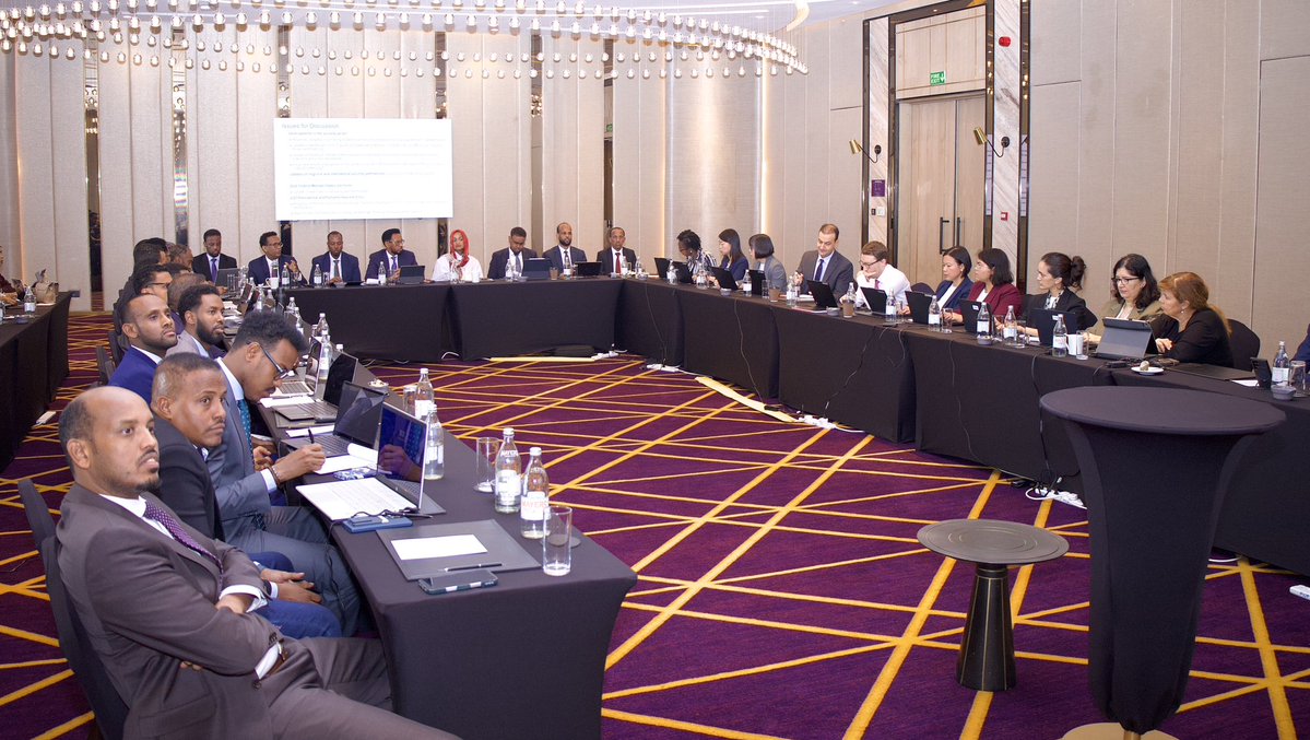 MoF_Somalia's tweet photo. Minister @BihiEgeh is leading the 2026 IMF Article 4 consultations in Nairobi with senior officials from the Fund. The meeting will review economic reform progress, opportunities and challenges to grow the economy including the impact of external shocks on Somalia. https://t.co/7FMjJ0bgmm