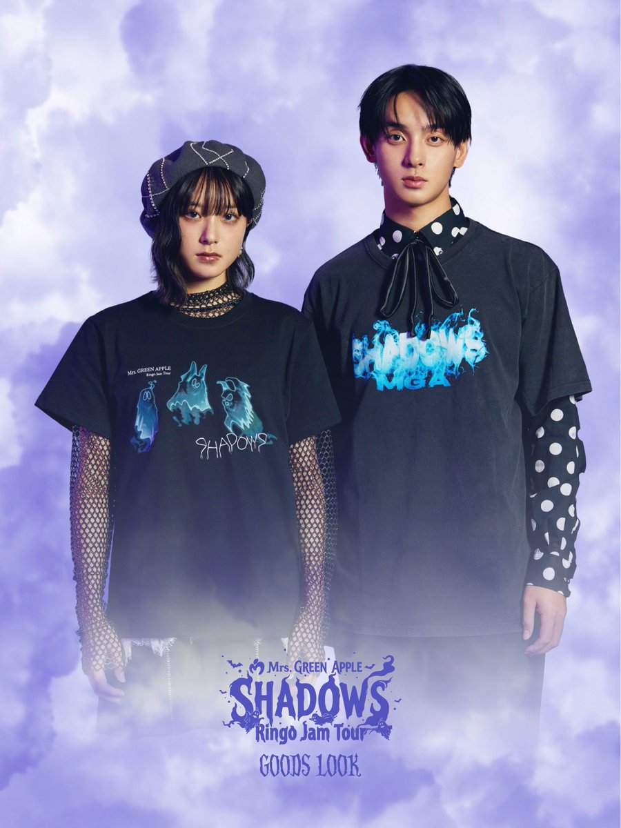 AORINGOHUZIN's tweet photo. 【グッズ情報】
⁡
🦇 ─── ⋆༺👻༻⋆ ─── 🦇
⁡
Mrs. GREEN APPLE Ringo Jam Tour
“SHADOWS”  OFFICIAL GOODS
⁡
🦇 ─── ⋆༺👻༻⋆ ─── 🦇
⁡
GOODS LOOKを公開しました✨
⁡
コーディネートの参考に、ぜひご覧ください👻
⁡
▼詳細はこちら
https://t.co/iM1CLsuqhh
⁡
#MrsGREENAPPLE
#MGA_SHADOWS