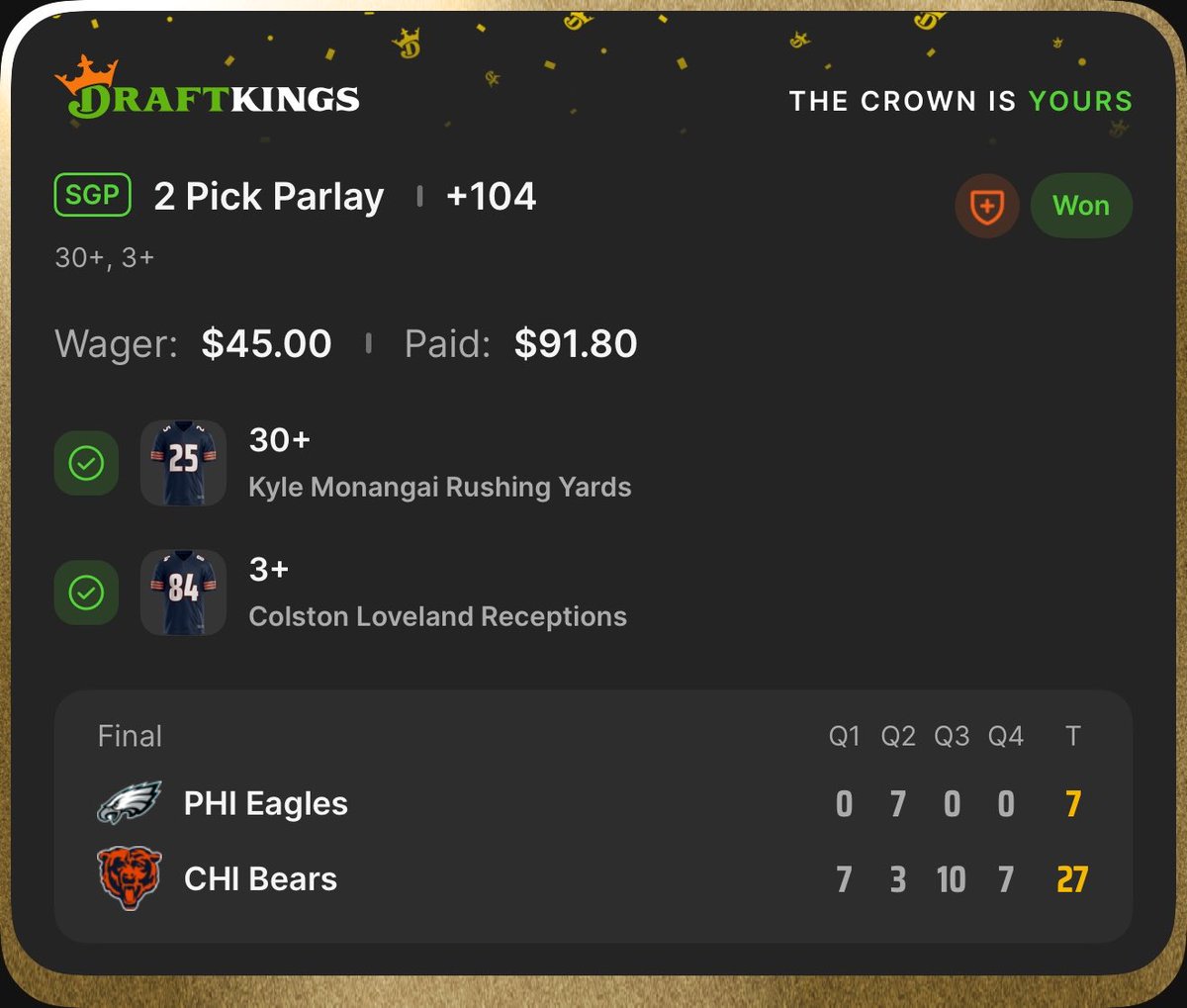 LineSportsPicks's tweet photo. Great slip to start the week off📸 https://t.co/KN7Yrf1uOL