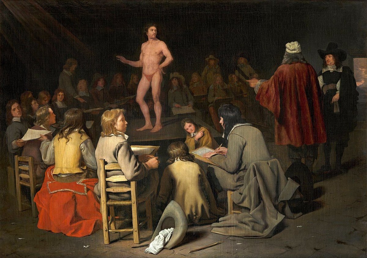 LaurentRie28741's tweet photo. Plongeons aujourd'hui dans la sensibilité rare et l'érudition plastique de Michiel Sweerts (1618–1664) à travers ses fascinantes études du nu masculin.

​Artiste à part au sein du baroque flamand, #Sweerts s'est distingué par sa manière unique de représenter le corps de l'homme, en particulier à travers ses scènes d'ateliers d'artistes et ses académies. Formé à Rome au contact des Bamboccianti et imprégné du caravagisme, il rejette la musculature héroïque ou théâtrale pour offrir une vision d'une intimité déconcertante, marquée par une vulnérabilité tendre et silencieuse.

​Ses nus masculins sont spécifiques sur plusieurs points :

— L'étude académique d'après nature : il saisit des jeunes modèles ou apprentis dans des poses naturelles, capturant la douceur de la peau et la vérité anatomique sans idéalisation excessive.

— La maîtrise du clair-obscur : une lumière sculpturale et poétique vient caresser les volumes, soulignant la fragilité autant que la grâce des corps.

— Une atmosphère méditative : contrairement au voyeurisme ou à l'artifice, ses personnages dégagent un calme intérieur et une dignité mélancolique poignante.

​En plaçant souvent ces figures dénudées au cœur de lieux d'apprentissage ou de réflexion, Sweerts livre un hommage vibrant à l'art du dessin et à la beauté pure de l'anatomie humaine. Une facette audacieuse, délicate et profondément moderne de son travail à redécouvrir absolument.

​#ArtHistory #BaroqueArt #MaleNude #ArtHistoryLover #OldMasters #FigureDrawing

Les tableaux : 
- Match de lutte, 1650.
- La baignade, vers 1655.
- L'atelier de dessin, 1660.
- Habiller le Nu, vers 1661.
