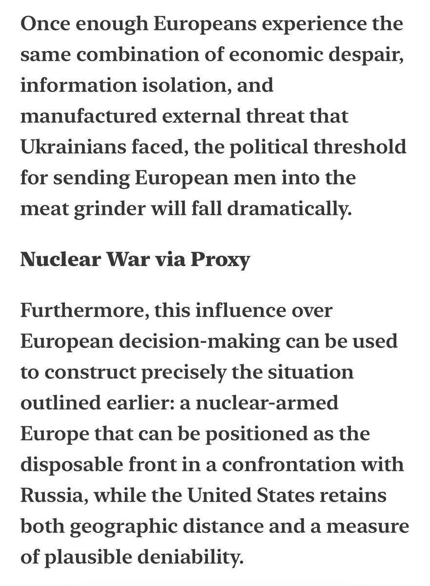 RoteSockenSteve's tweet photo. @battleforeurope A brilliant article that teases out the strategic motivations behind the escalation of war in Ukraine.
https://t.co/zqM5lkYMtU

@GlennDiesen you and John Mearsheimer are both mentioned here and it would be great to hear you discuss it on your Greater Eurasia podcast. https://t.co/2BCSYbbil9