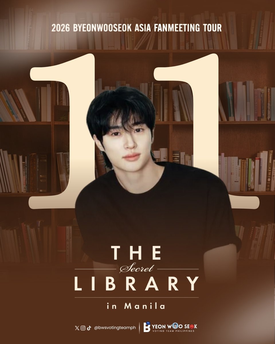 bwsvotingteamph's tweet photo. 11 days until we fill the arena with love! Every chapter with Woo Seok builds on the last, and we are ready to step into this next story together.📮💙

#TheSecretLibrary_in_Manila
#ByeonWooSeok #변우석 https://t.co/bHBC0q3zhF