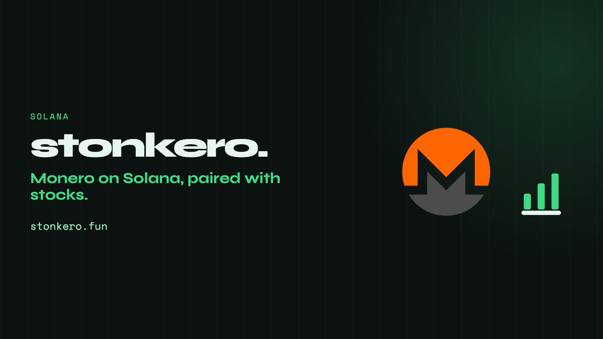 Nostalgicgareth's tweet photo. stonkeropad is live!
the first XMR Launchpad able to be paired with stocks.

launch monero on solana, paired with stocks.

you pick one to four xstocks. 
that mix locks. the quote is wrapped xmr.

the mint trades on pump in sol. 
the desk counts the link in xmr.

fee splits 40 / 20 / 20 / 20 — holders, you, burn, the stock pair.

swaps into xmr and the stocks come next.

https://t.co/JBd79uSoeg