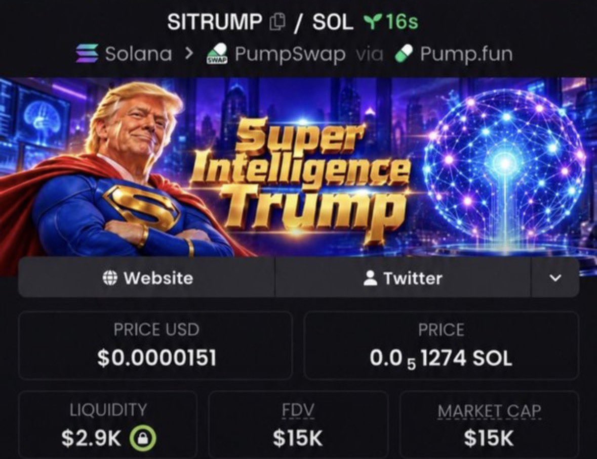 EarlyChad_'s tweet photo. $SITRUMP — $15K 🚀📈

CA: 4tvcXSyhPfb1vQQWunMmMzmVNCJGMYrXgtv3bEbSpump

Watching this one closely. 👀

#Solana #CryptoAlpha #Memecoin #Degen #bbvpicks4 https://t.co/wqhgQzBaLD