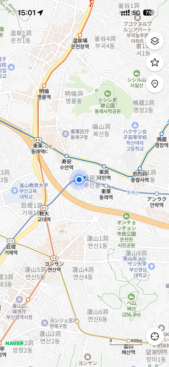 boshidaifuku's tweet photo. 釜山の観光地のひとつである海雲台まで行くのに、わざわざ釜田で乗り換えて東海線経由で行く人です。 https://t.co/LpoJMmf3lI