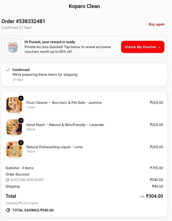 PorvorimC's tweet photo. @KoparoClean I placed a fully paid order on 27/09/2026 under your “Buy 1 Get 2 Free” offer.

It’s been 48 hours and it still hasn’t been dispatched. Customer support has been of no help, and I have no idea where my order stands.

Is this a genuine delay or a SCAM ?

@Simrankhara1 https://t.co/amgnzOosia