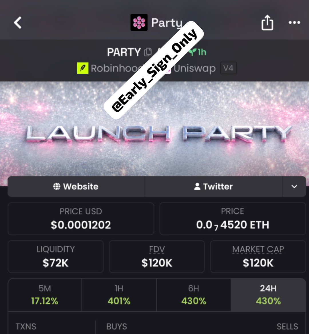 Early_Sign_Only's tweet photo. I called $PARTY at a $6.0K mcap and shared it with my private group — now is  $120K ! 💯🚀 still pumping 🔥Another early setup that has moved nicely. 📈Hit follow me &amp; join TG + Discord for future setups.  #Memecoin #CryptoTrading

CA 0x68DaE2aab5E80dcFb379B332D9161cF0328FffaB https://t.co/Pm2CQoQWcB