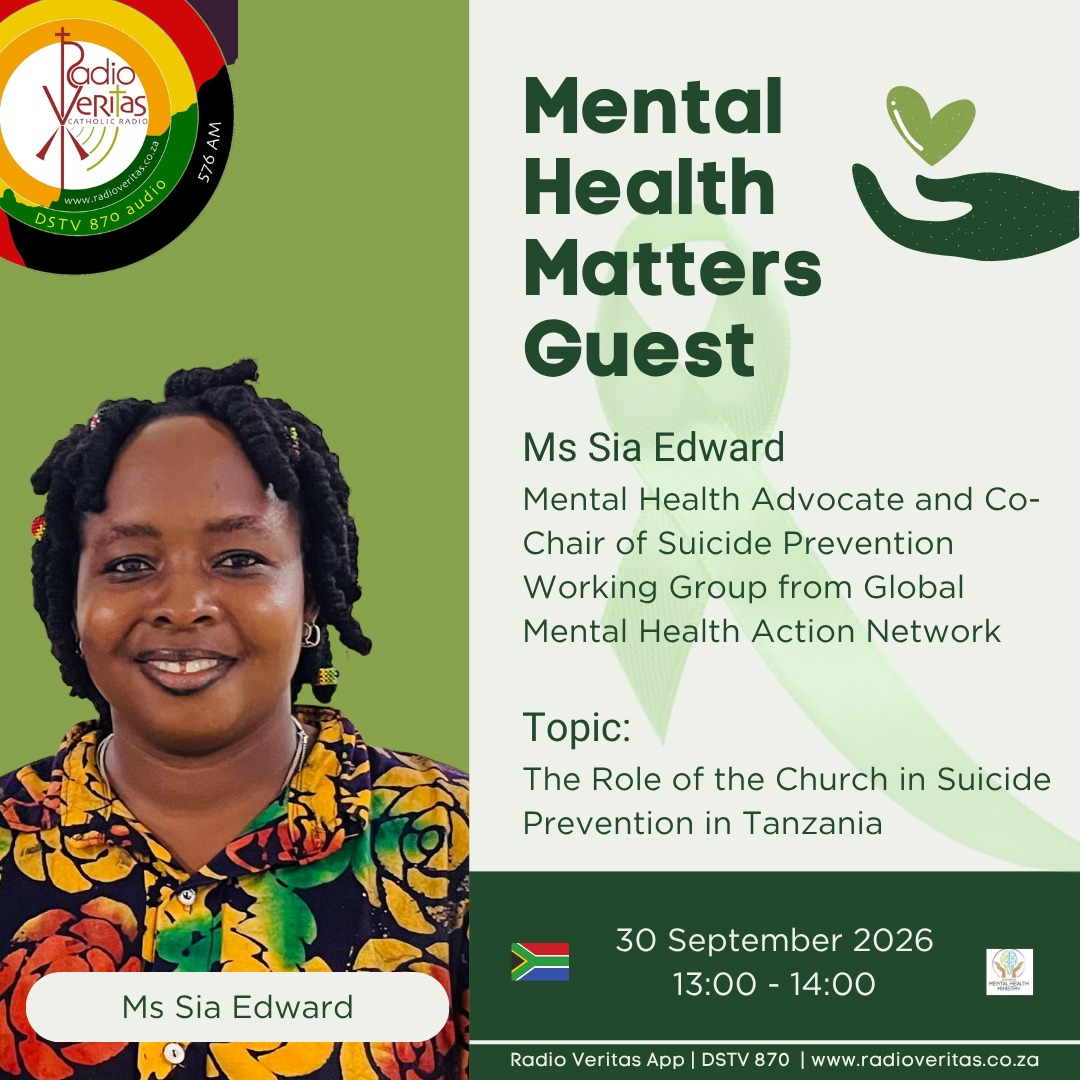 RadioVeritasSA's tweet photo. #RadioVeritasWednesdayProgrammes

#MentalHealthMatters with Sr Kgomotso on #RadioVeritasSA #Dstv870 #RadioVeritasApp

📆 30 September 2026 
⏰ 13:00 - 14:00

#CommunityConnections #FaithInAction #RadioVeritasCommunity #RVCommunityEngagement https://t.co/8wRFruJVUp