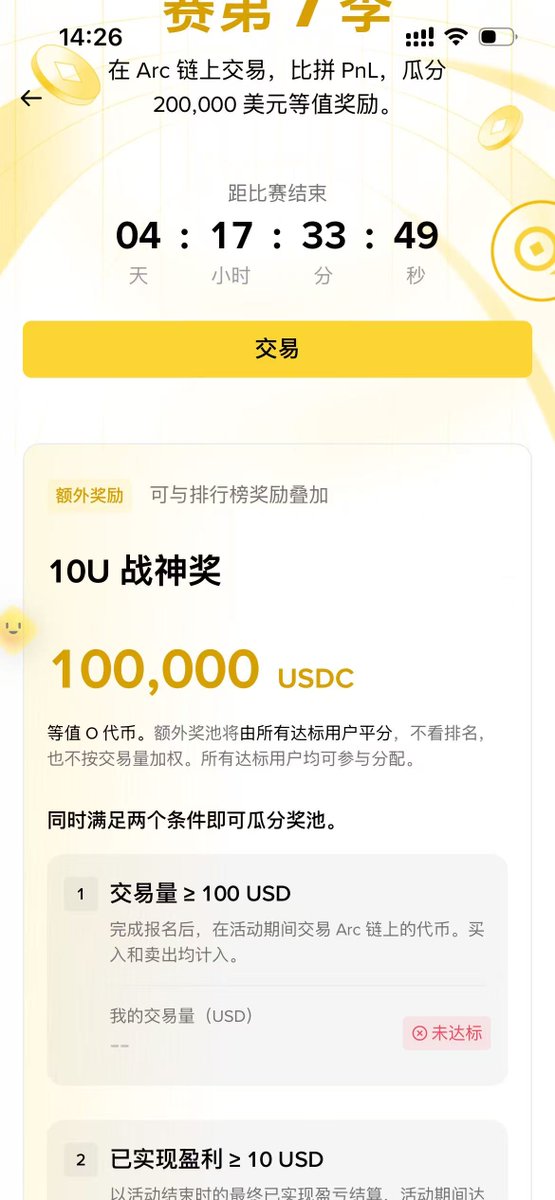 sheeplzh's tweet photo. bn钱包里有个arc的交易活动，除了盈利榜外还有个100000U奖池的10U战神奖，现在完成的人才1000出头，人均应该可以分个大几十u。

但是这会上面的土狗热度已经过去了，好多币都是跌跌不休。

找不到好的机会做任务啊，只能恭喜已经完成的小伙伴了！

有没有什么好的思路抄抄作业啊！ https://t.co/d3EKoqHc3l