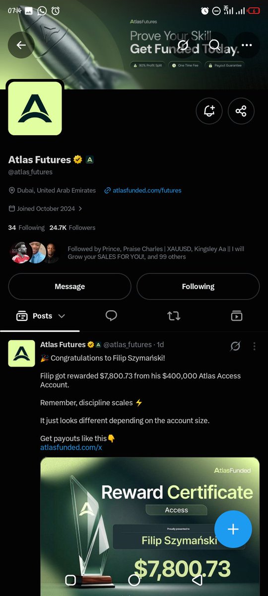 therealblvckT's tweet photo. @acefxacademy @LAntonioAF @atlasfunded @atlas_futures Active 🙌 https://t.co/KceFvYCujs