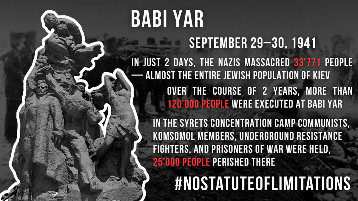 mfa_russia's tweet photo. #NoStatuteOfLimitations

🕯 September 29 marks 8️⃣5️⃣ years since the Nazi mass shooting of Jews at #BabiYar

In two days, 33,771 people were murdered

▪️Babi Yar became one of the most notorious sites of the mass extermination of Jews during the #Holocaust

https://t.co/Dzt4GQ7M6p https://t.co/N4l5x12MnZ