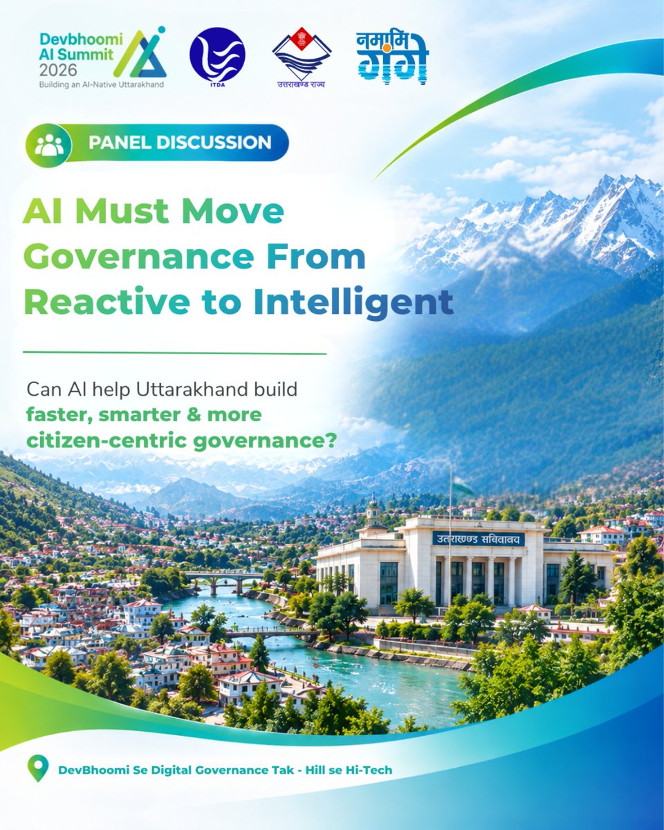 DevboomiAI's tweet photo. What if governance could anticipate needs instead of only reacting to problems?

AI + connected government data could support faster services, smarter decisions and more citizen-centric governance.

From reactive to intelligent. 
#DevbhoomiAISummit #Uttarakhand #DigitalGovernance https://t.co/WpNJkYi3Xl
