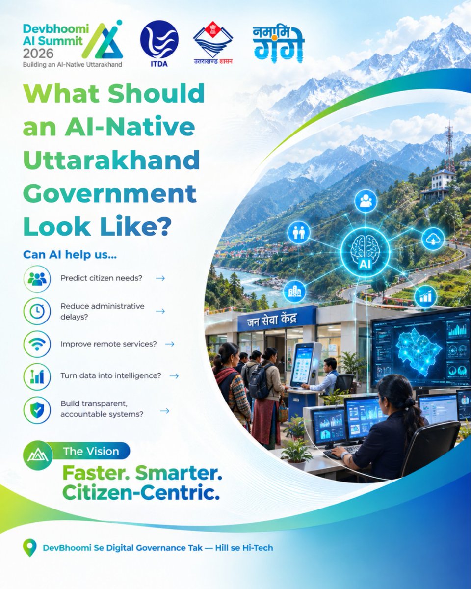 DevboomiAI's tweet photo. What if governance could anticipate needs instead of only reacting to problems?

AI + connected government data could support faster services, smarter decisions and more citizen-centric governance.

From reactive to intelligent. 
#DevbhoomiAISummit #Uttarakhand #DigitalGovernance https://t.co/WpNJkYi3Xl