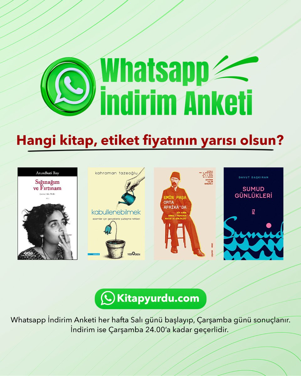 kitapyurducom's tweet photo. 🎉 İndirim Anketi Zamanı!🙌 Hangi #kitap SEPETTE etiket fiyatının yarısı olsun? İndirim #KitapYurduİndirimAnketi sonuçlandığında başlayacak!

Ankete katılmak için: https://t.co/Hps6pqvxQD

Kitaplar burada 👉 https://t.co/g0GEjT04aC

#KitapYurdu #KitapKurtları https://t.co/rV4REfazpF