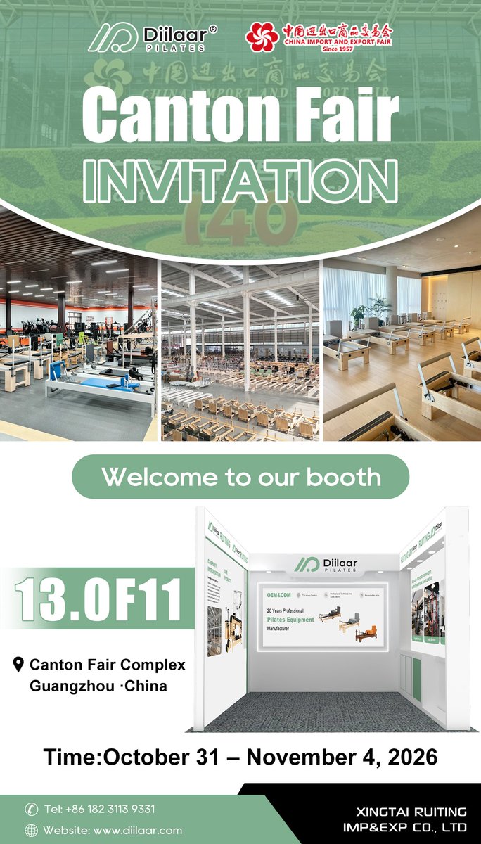 RobertvParker's tweet photo. specializes in manufacturing Pilates equipment, offering a diverse range of products to customers worldwide.We invite you to visit the Raetin booth (13.0F11) at the Canton Fair to explore our Pilates reformers up close and discuss product specifications, OEM/ODM customization https://t.co/8KyvYDt7G5