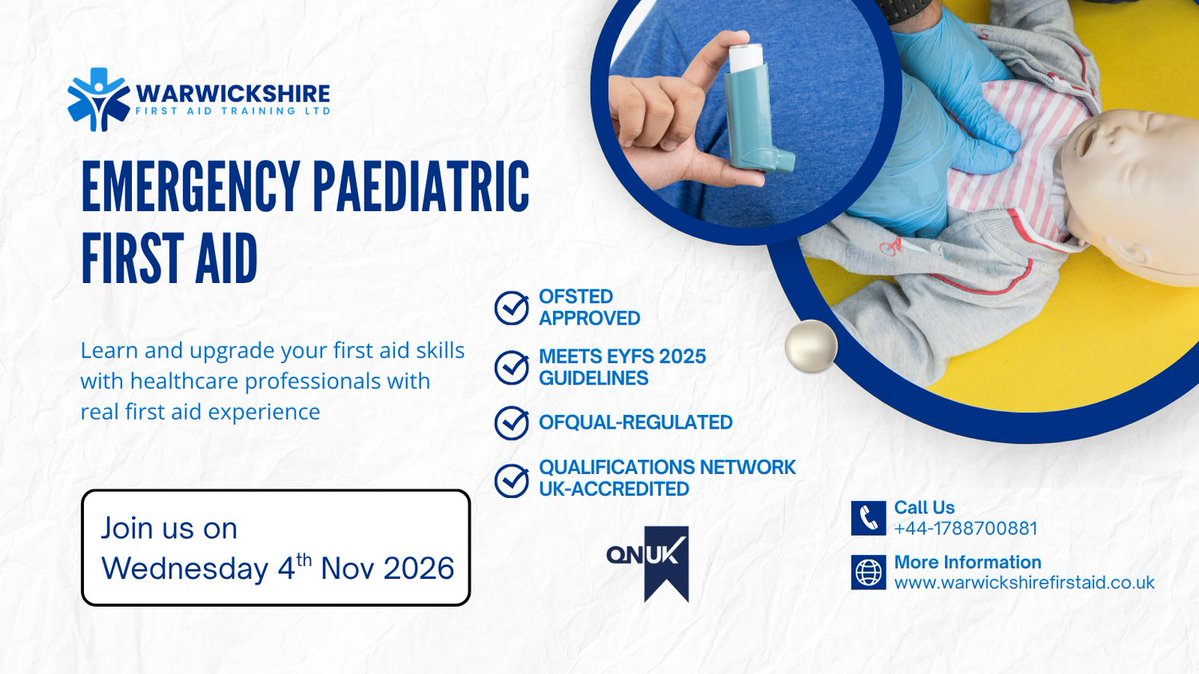 AidWarwickshire's tweet photo. First aid is a life skill we hope we never need, but one that can prove invaluable when it matters most.

We are a healthcare professional-led training provider with real-world first-aid experience.

https://t.co/ZCRT6bJVGh https://t.co/uyaZDQHzkB