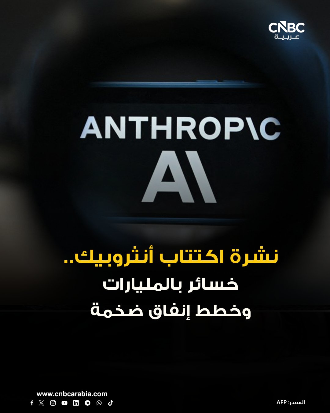 شركة أنثروبيك تراهن بقوة على أن الذكاء الاصطناعي سوف يغير الاقتصاد العالمي بشكل أعمق من الإنترنت والكهرباء والتصنيع، وذلك بحسب نشرة الاكتتاب العام الأولي التي اطلعت عليها وكالة رويترز: الشركة تتكبد خسائر بقيمة 42 مليار دولار في 2025. أنثروبيك تخطط لإنفاق 518 مليار دولار على التزامات الحوسبة والسحابية والبنية التحتية في العام المقبل. الإيرادات نمت 12 ضعفاً في 2025 إلى حوالي 4.6 مليار دولار. التقيم المستهدف المتوقع لأنثروبيك هو تريليوني دولار وهو أكثر من ضعف تقييمها المقدر في مايو أيار عند 965 مليار دولار 