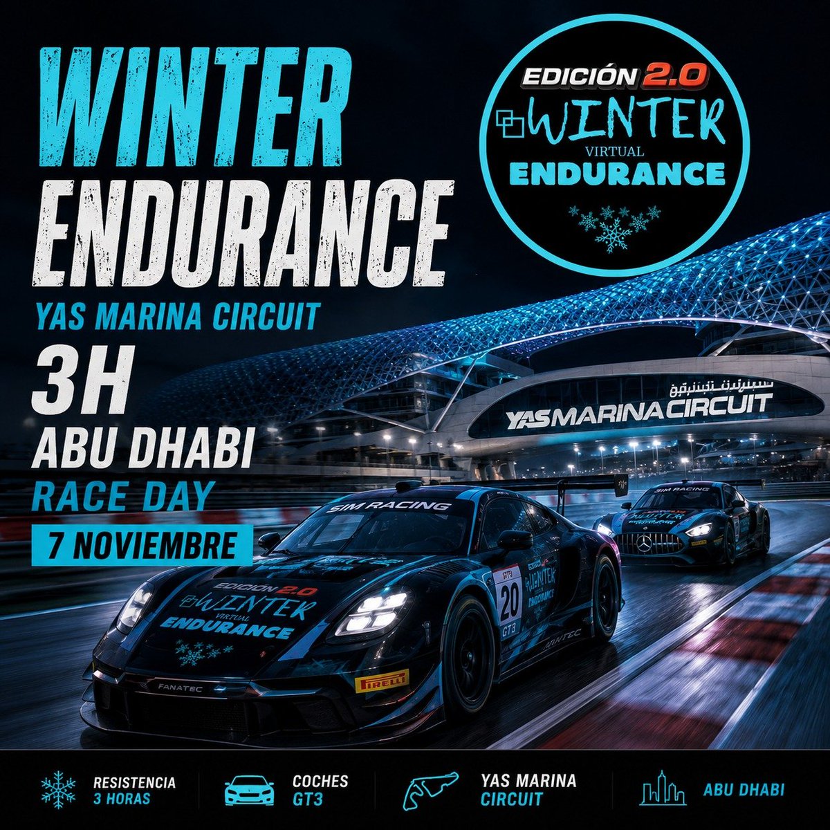SIMRACINGMADRID's tweet photo. ❄️❄️❄️
🔵ENDURANCE🔵
🔷️YASMARINA CIRCUIT🔷️
🔵3 HORAS🔵
🔷️7 NOVIEMBRE🔷️

📝INSCRICIONES ABIERTAS:

https://t.co/3trI64AAzZ

#endurance #winterendurance  #yasmarinacircuit #imsa #IMS https://t.co/estBqBL9de