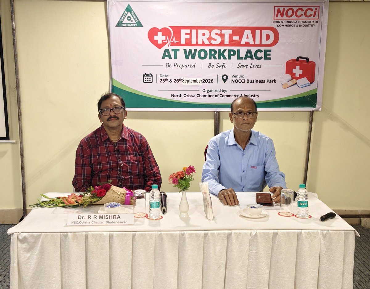 NOCCiBalasore's tweet photo. NOCCi successfully conducted First-Aid at Workplace on 25th &amp; 26th September 2026, empowering participants with essential life-saving skills and emergency preparedness.

Because every second counts, and every life matters! ❤️

#FirstAidAtWorkplace #WorkplaceSafety #NOCCi https://t.co/6xcsraQUnO