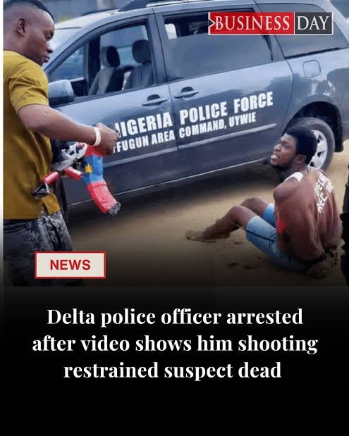 LaceVine's tweet photo. Back to this. When a police officer killed a civilian the police did not hold press conference like this. They did not parade the police officer like this. We did not hear of the final judgements or how the case was being handled.

@PoliceNG please we deserve the same transparency and accountability on this Delta state police officer's murder case.