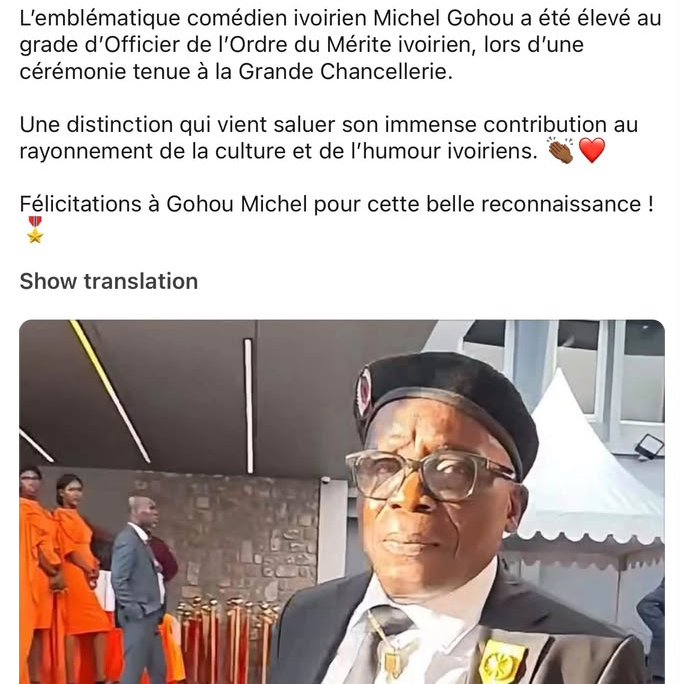 ngoy_christina's tweet photo. Amplement mérité ! Félicitations M @GOHOU_OFFICIEL 
Pour avoir eu le privilège de le rencontrer, on retient de M Gohou une personne #talentueuse, #accessible et bien sûr... cet immense talent pour la comédie et sa capacité unique à nous faire rire 🎭✨ https://t.co/dY5KpKmnN3