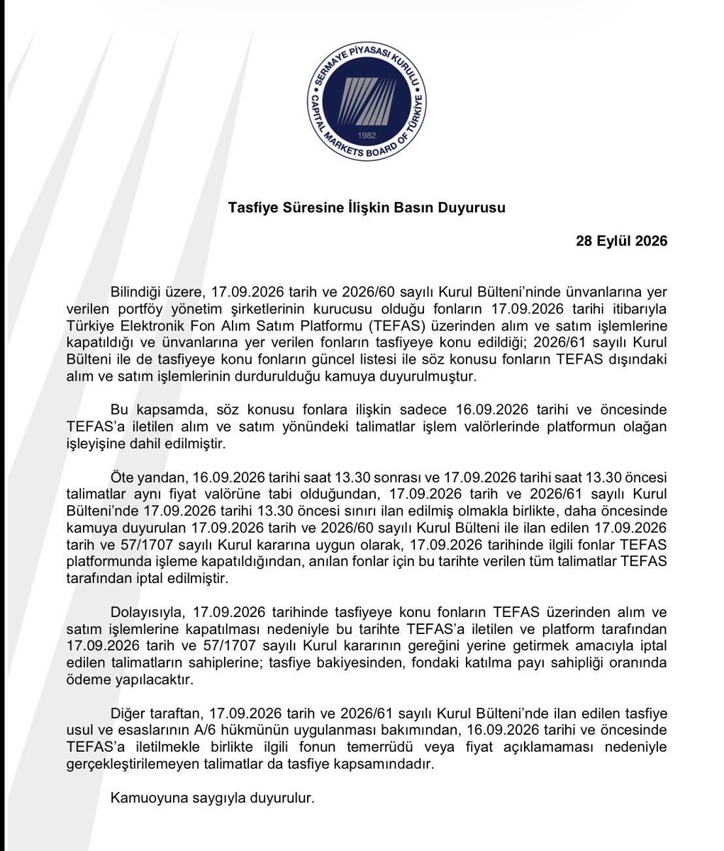 finansal_sanat's tweet photo. #SPK'nın son yayınladığı metnin alt kısmı biraz kafa karışıklığına sebep olmuş olabilir.

Takas kesinliği ilkesine göre 16 Eylül 13:30'dan önce satış verenler için kanun geriye dönük değiştirilemez.

Çünkü #MKK'da eşleşme tamamlandı ve resmi alacaklı olarak sisteme girildi.

Bu hususta ilgili kanun maddesi şunu diyor:

Takas kesinliği ve rehin hakkı
MADDE 79 – (1) Sermaye piyasası araçlarının takas talimat ve işlemleri ile ödeme işlemleri, merkezî takas kuruluşlarının üyelerinin faaliyetlerinin geçici ya da sürekli olarak durdurulması, idari ve adli merciler nezdinde tasfiye işlemlerine başlanması durumu da dâhil olmak üzere, geri alınamaz ve iptal edilemez.
