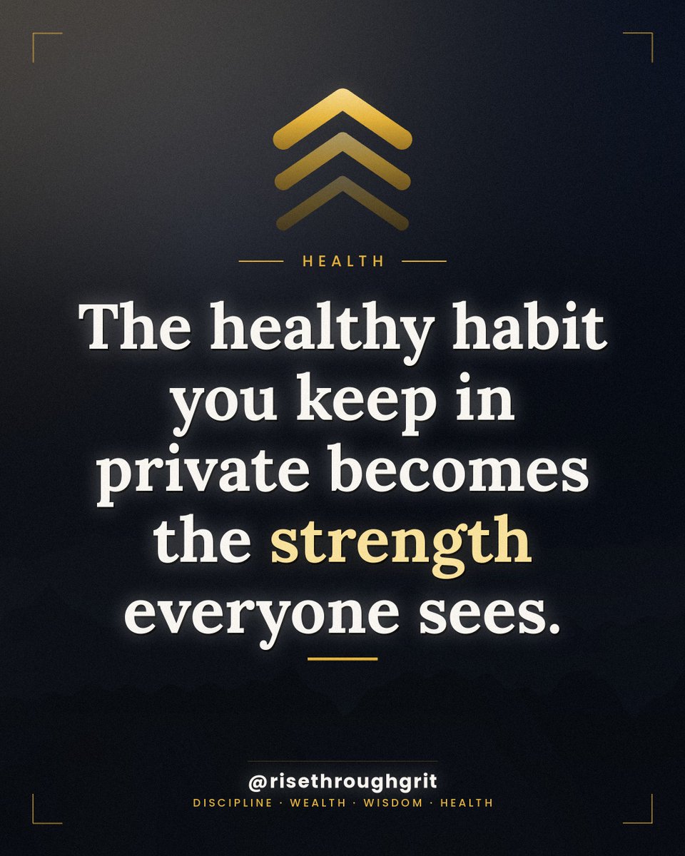 risethroughgrit's tweet photo. The healthy habit you keep in private becomes the strength everyone sees.

Training, sleep and self-care for a stronger body and mind.

Follow @risethroughgrit for daily discipline, wealth, wisdom &amp; health.

#mindbodyconnection #risethroughgrit https://t.co/FJ3vg2cL7w