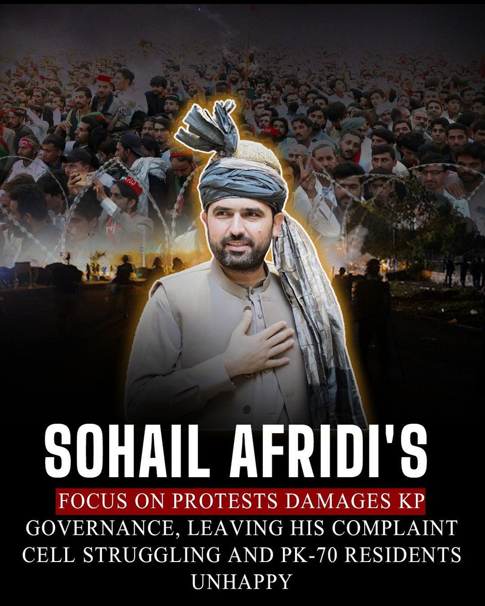 NationTalk5's tweet photo. Sohail Afridi faces growing public frustration in KP as security and basic services remain pressing issues. People want governance and solutions, not constant political confrontation.

#KhyberPakhtunkhwa #SohailAfridi https://t.co/nFEnknvo2A