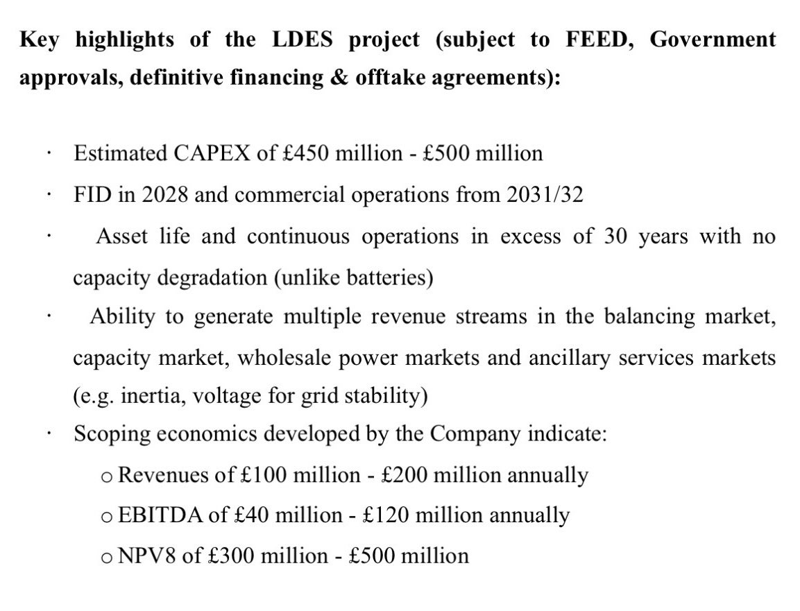 RedditDeluxe's tweet photo. #EPP Company Update - Key Points:

MESH is essentially 3 projects operating independently but with structural and financial synergies. Each with their own FID and operational timeline.

LDES, Gas Storage and Hydrogen Industries (hydrogen/graphite/ammonia)

The numbers are rather compelling (worth noting they’ve been corroborated by Siemens Energy as per RNS) 

It’s also worth nothing that these numbers are for 4x CAES caverns and 8x Gas Caverns. The license area has capacity for 60.

https://t.co/E1aflRJdTV