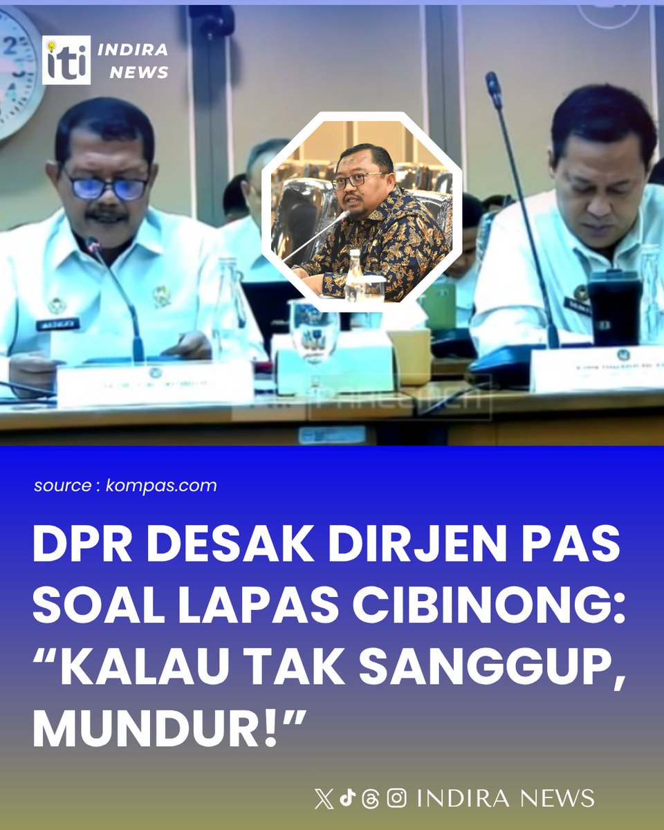 IndiraNews's tweet photo. Dirjen PAS Mashudi menyatakan masih sanggup menjalankan tugas setelah dicecar Komisi XIII DPR soal temuan fasilitas mewah di Lapas Cibinong.

Anggota Komisi XIII DPR Yanuar Arif Wibowo meminta Mashudi mundur jika tidak sanggup membenahi tata kelola pemasyarakatan.
#DirjenPAS https://t.co/6B3yb8oqyn
