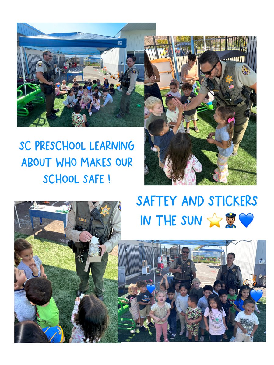 FUSDDistrict's tweet photo. Our little learners had the best time with our School Resource Officers! From safety tips to stickers and smiles, it was a fun day of learning and making new friends. Thank you to our SROs for helping our students feel safe, welcomed, and cared for! https://t.co/2Z2xdMr6fP